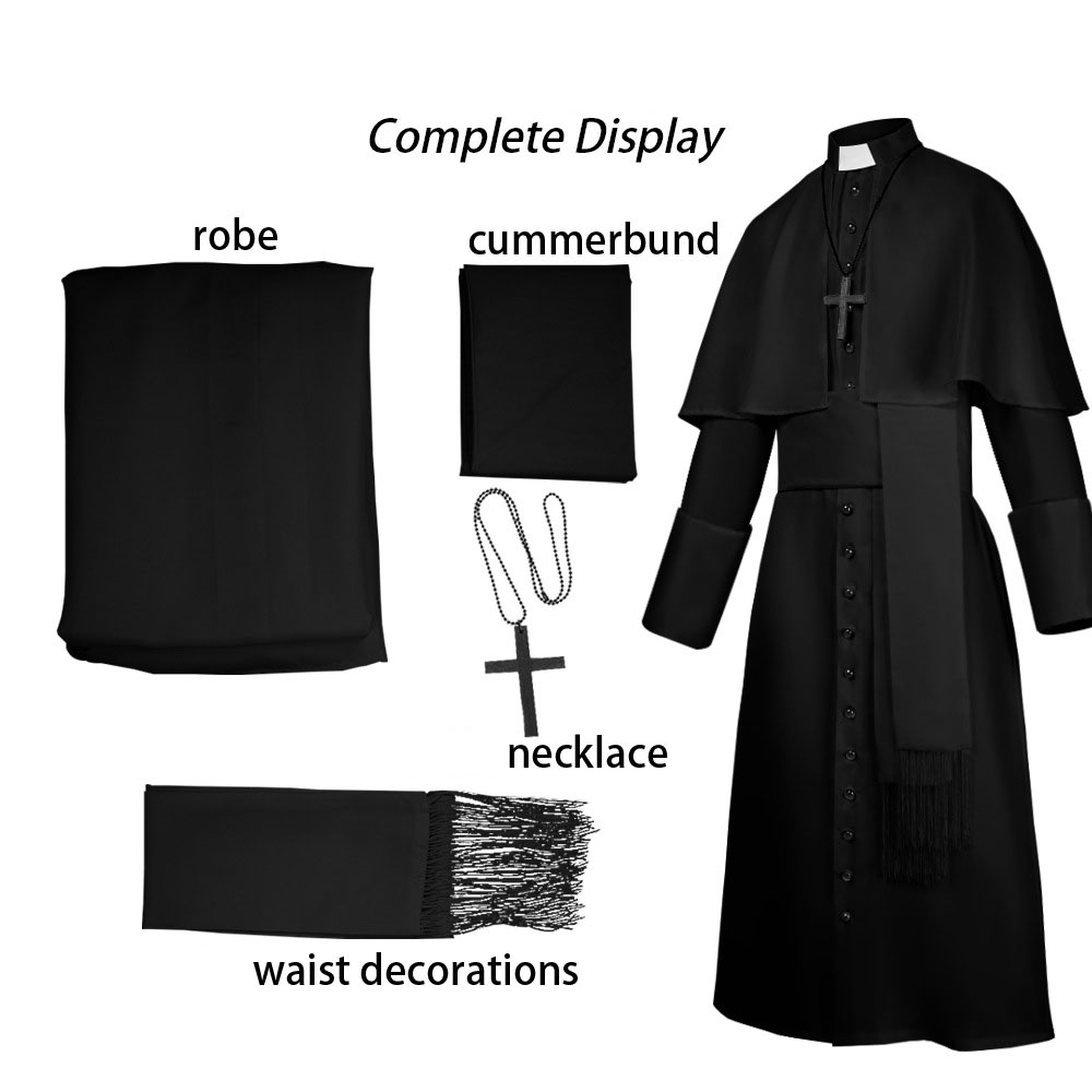 Tenue de prêtre médiévale et de prêtre, tenue de cosplay, quatre couleurs, robe rétro médiévale
