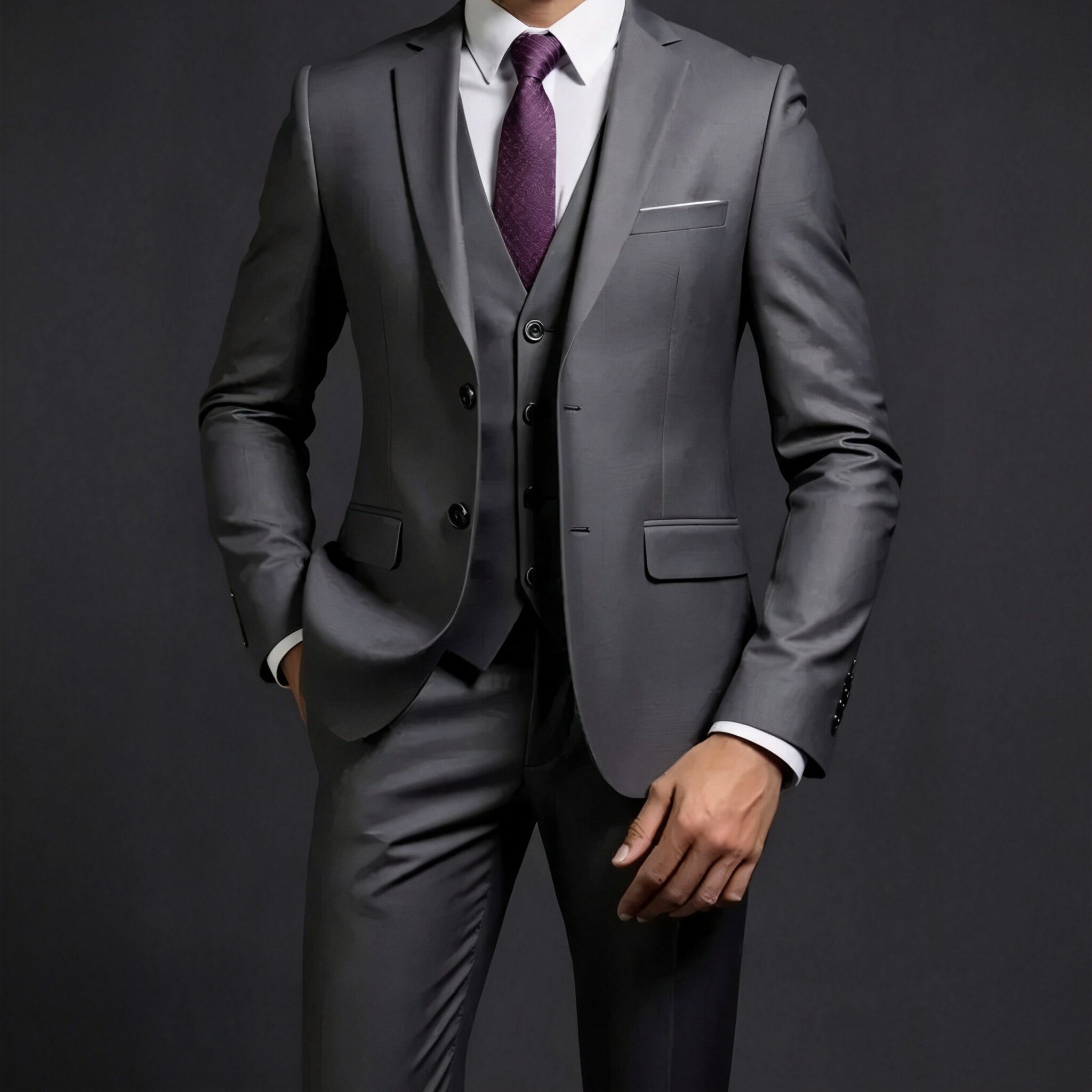 Ensemble de costume d'affaires 3 pièces pour homme, couleur unie, de haute qualité, comprenant un blazer, un gilet et un pantalon, idéal pour mariage, banquet, tenue formelle de marié ou de témoin.