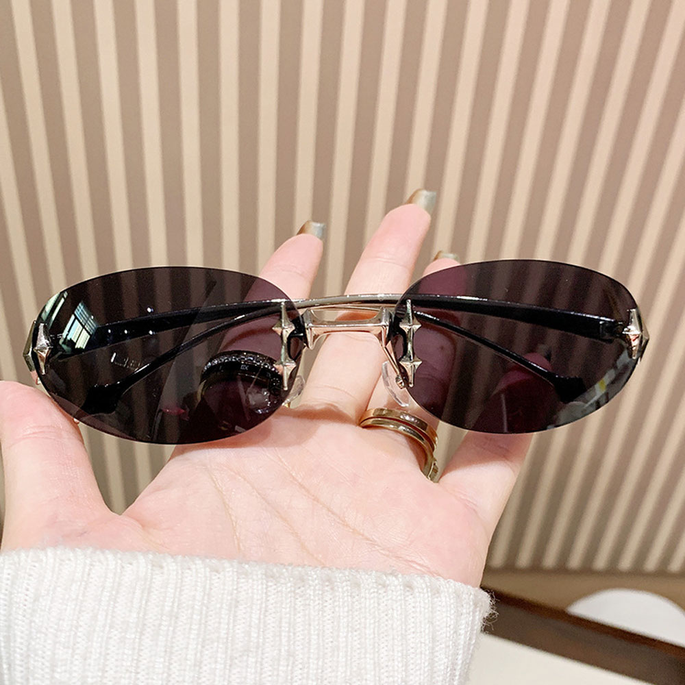 Nouvelles lunettes de soleil européennes et américaines 2026, style INS, ovales sans monture, mode haut de gamme, tendance vintage, version coréenne Y2K