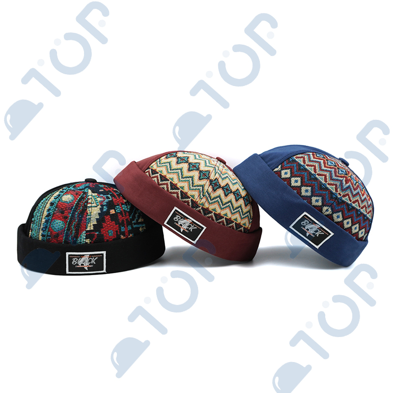 Casquette Docker à motif aztèque, style ethnique, sans visière, style vintage rétro, bonnet, chapeau pour homme et femme, réglable, pour l'extérieur
