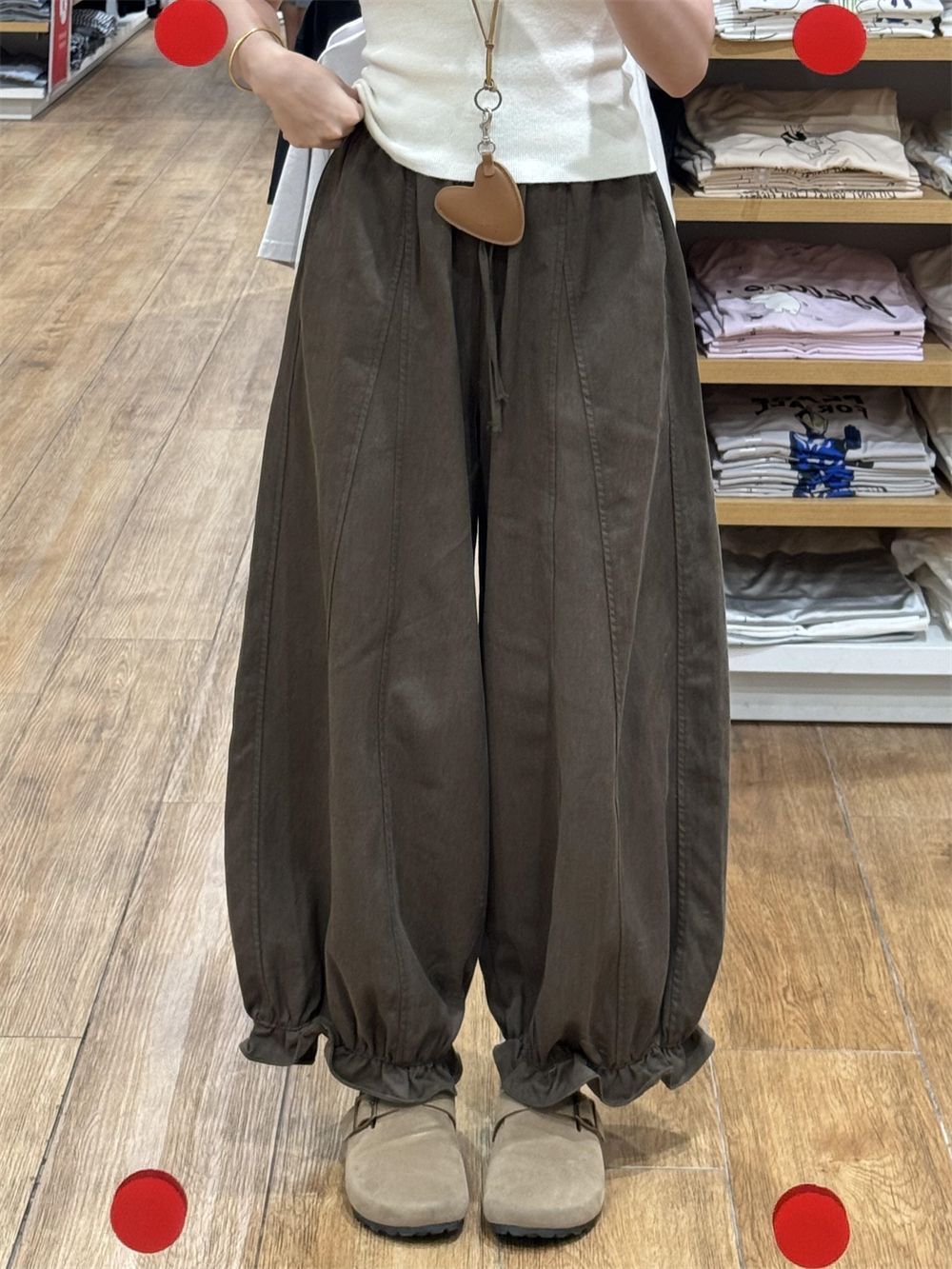 Femmes Floral jambe large pantalons décontractés taille haute pantalon ample 2025 automne nouveauté minceur confort