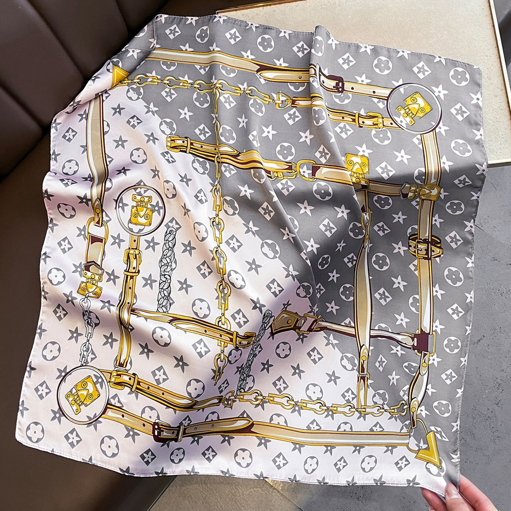 Nouvelle Écharpe Carrée Imprimée de Luxe pour Femme 90x90cm, Foulard en Soie, Châle, Bandeau, Design pour le Cou, Hijab, Bandana, Neckerchief