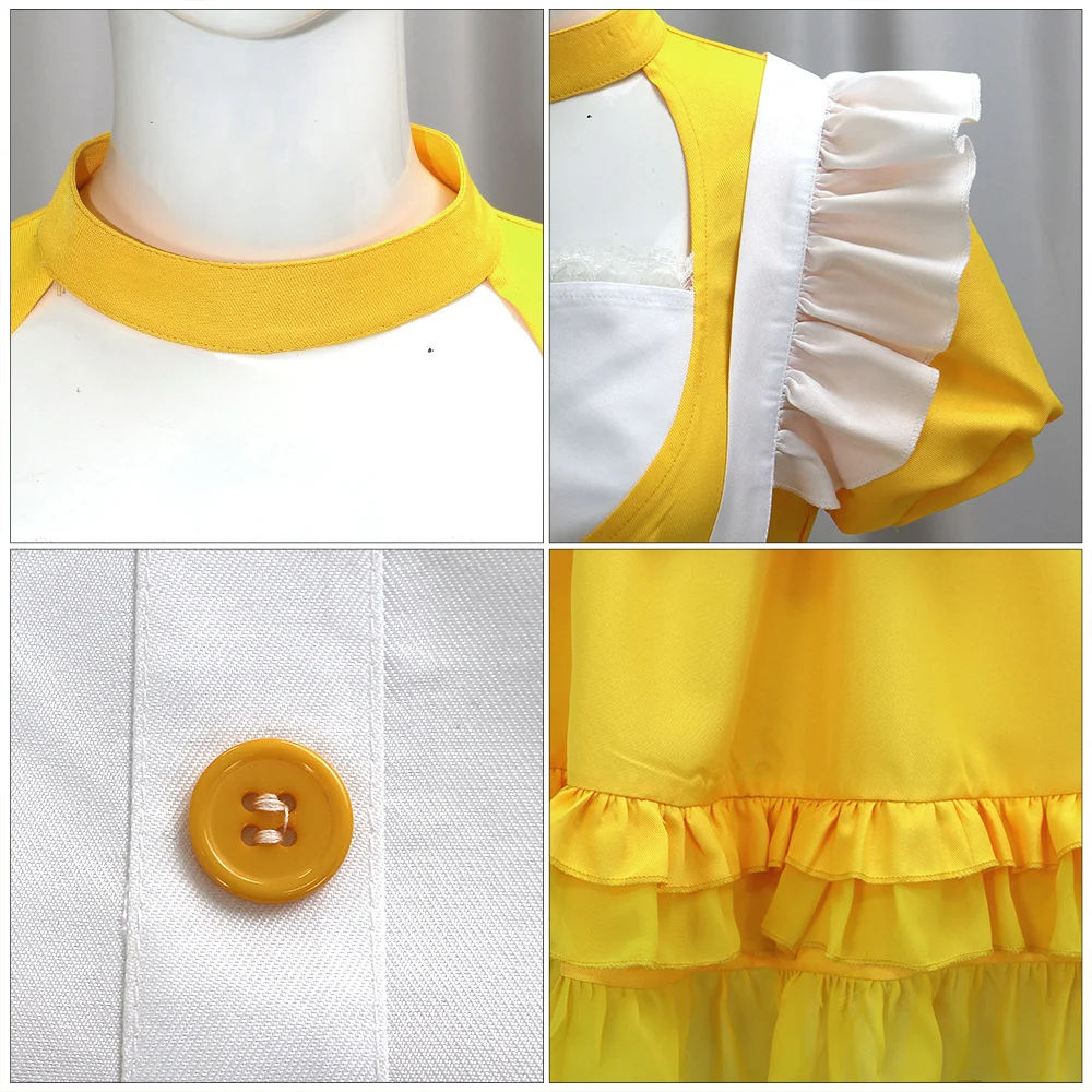 Jeu FNAF Chica Cosplay Lolita Costume femme robe jaune avec tablier tenue de fête d'halloween