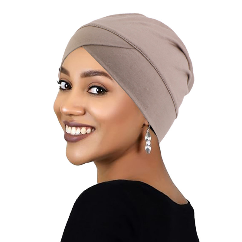 Turban croisé en coton Modal pour femmes, 1 pièce, bandeau musulman, bonnet doux, sous-vêtements intérieurs, couvre-chef, Hijabs, casquette de chimio pour dames