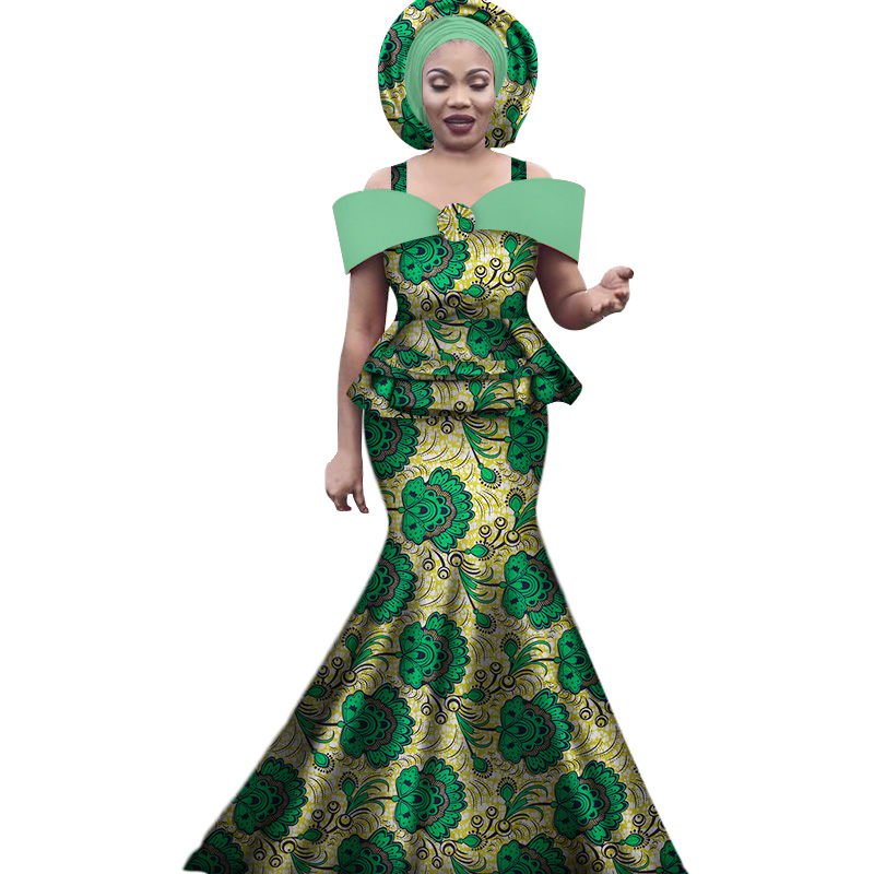 Tenues africaines avec cravate de sauna pour femmes, ensemble de jupes longues et en Y à bretelles imprimées Dashiki Bazin, vêtements africains WY3113