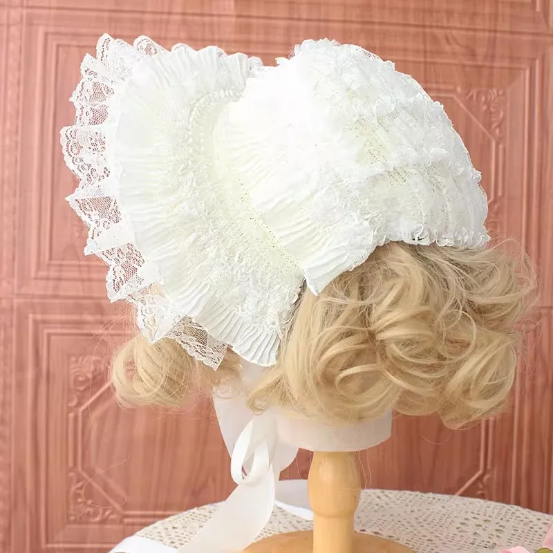 Chapeau plat en dentelle gothique Lolita fait main avec nœud, coiffe pour cosplay Anime Comic Con