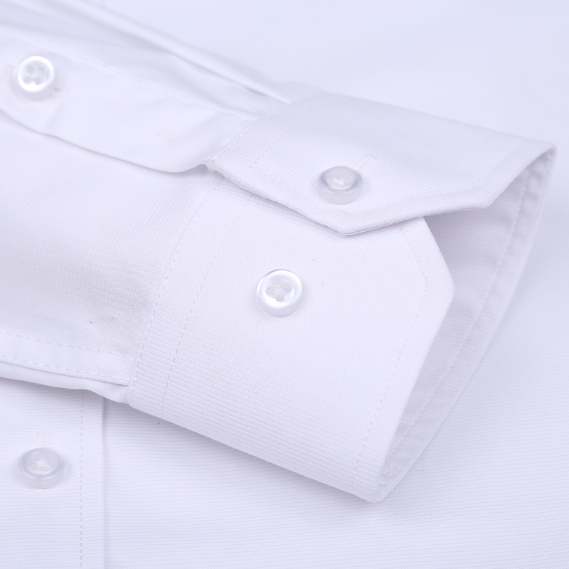 Haute qualité repassage gratuit hommes robe chemise à manches longues 100% pur coton nouveau solide mâle coupe régulière chemise d'affaires blanc bleu