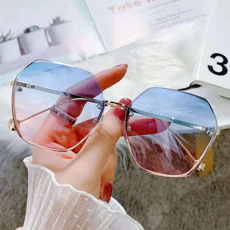 Lunettes De soleil rondes pour femmes, marque De styliste dégradé mode lunettes De soleil femme sans monture en métal Oculos De Sol De luxe