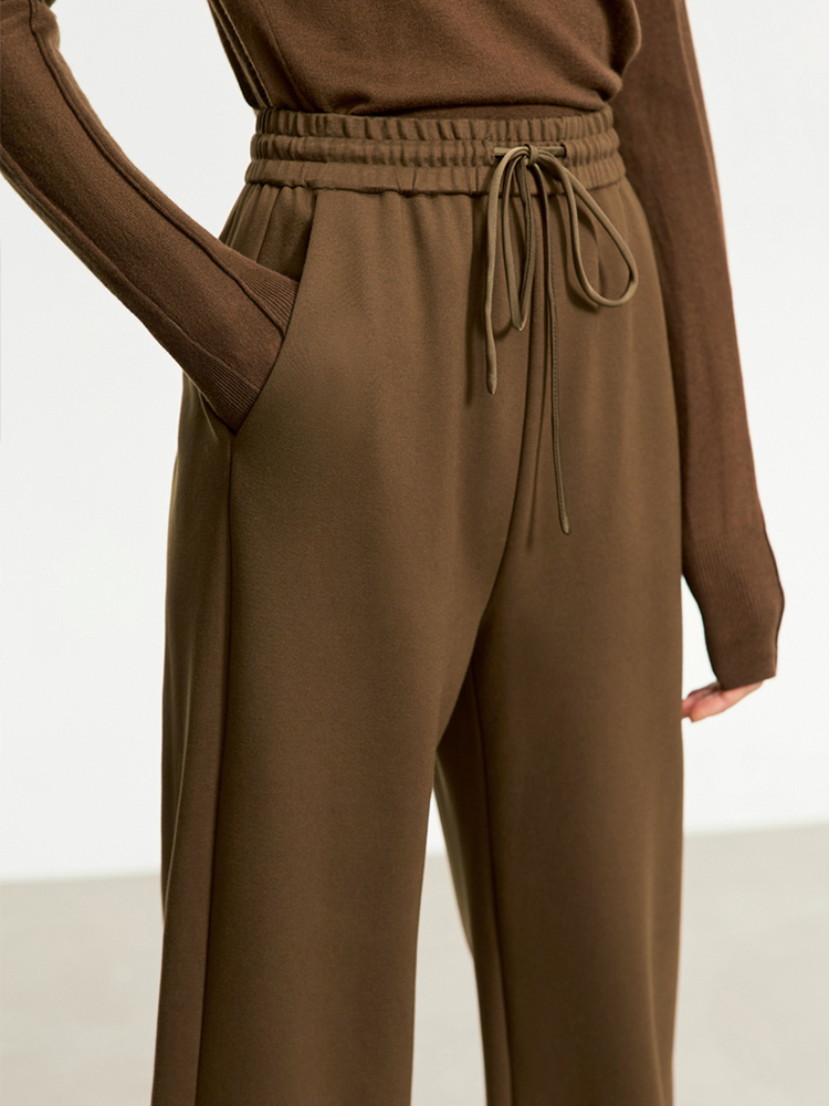 AMII minimalisme pantalons décontractés pour femmes 2025 automne jambe large nouveau ample Vertical taille élastique cordon pantalon sportif 12343338