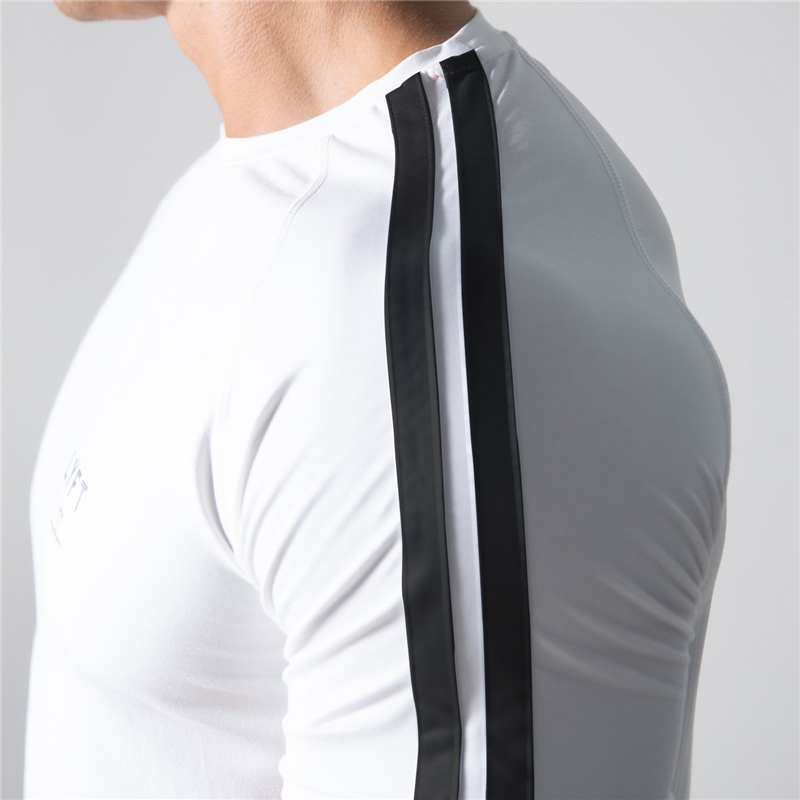 Côté rayé GYM course hommes T-Shirt à manches courtes sport T-Shirts musculation Fitness hommes entraînement coton T-Shirt hommes chemise