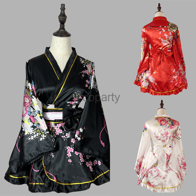 Costume traditionnel japonais, robe Kimono pour femmes, Sakura Yukata Haori japonais Kawaii pour filles, Costumes de spectacle sur scène Cosplay Anime