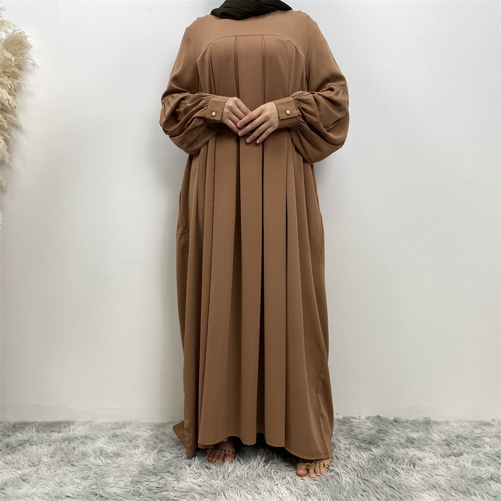 Shimmer Abayas Bishop manches femme musulmane vêtements Maxi robes en vrac dubaï turc modeste tenues décontracté Islam Ramadan Eid