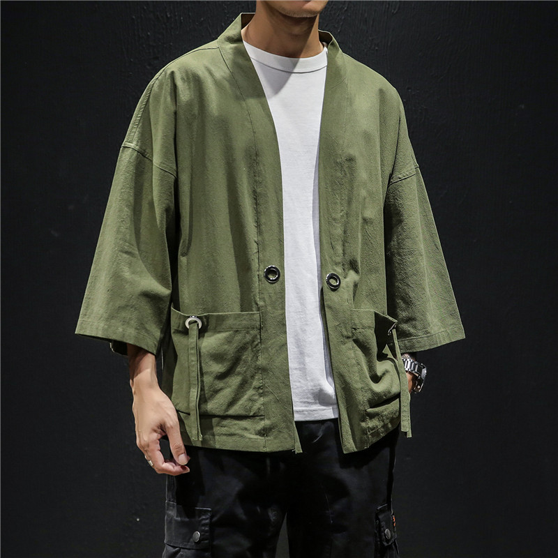 Cardigan Kimono Traditionnel Japonais Rétro en Coton et Lin, Vêtements de Samouraï, Style Chinois, Haori EntreMiStreetwear, Grande Taille 4XL 5XL