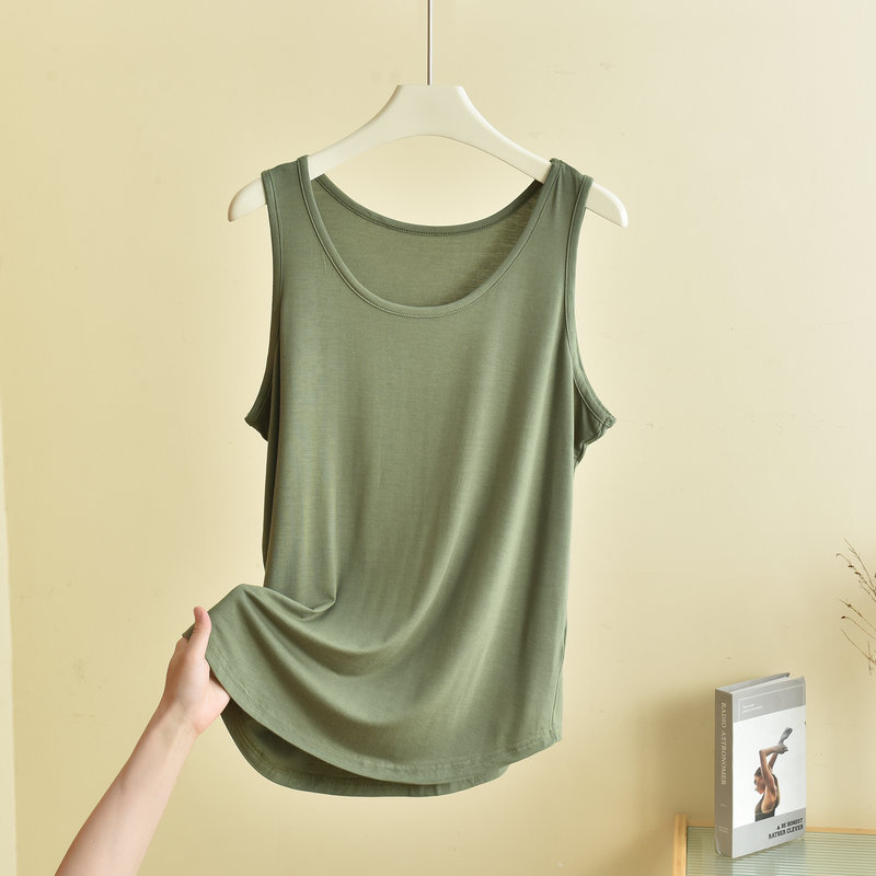 Débardeur à col rond en Modal XL à 6XL, camisole d'été pour femmes, T-shirt fin et ample sans manches, couleur unie, grande taille