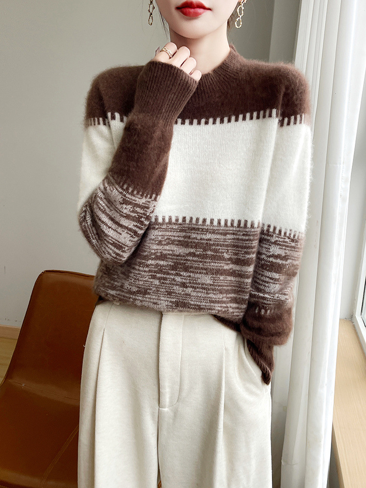 Mode automne femmes vêtements Style doux tricots chaud à manches longues hauts hiver pulls pull pour femme bas porter