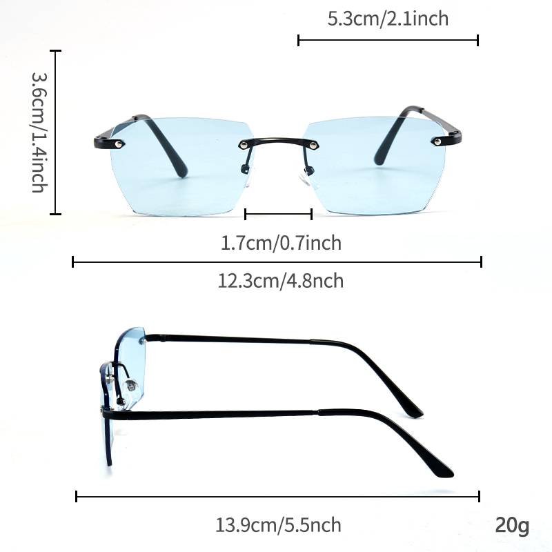 Lunettes carrées en métal pour hommes, 1 pièce, sans cadre, élégantes, rétro, décontractées, polyvalentes, décoratives, adaptées au quotidien et à l'extérieur