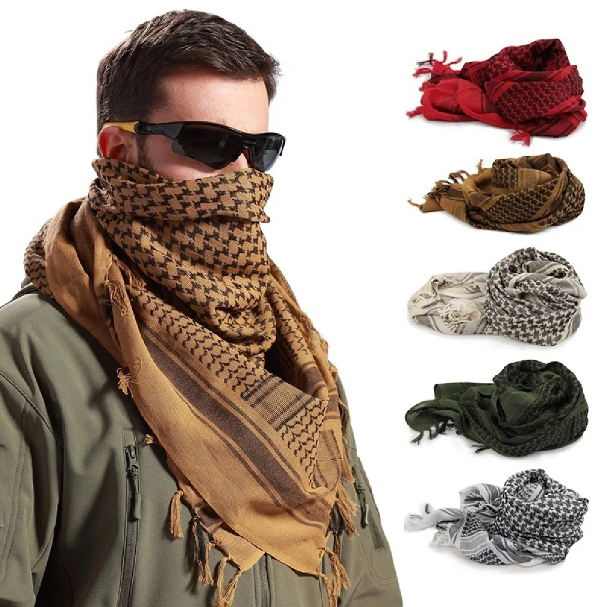 Été hommes tactique arabe écharpe femmes mode léger Hijab écharpe printemps armée Plaid foulard garder au chaud 2020 nouvelle offre spéciale