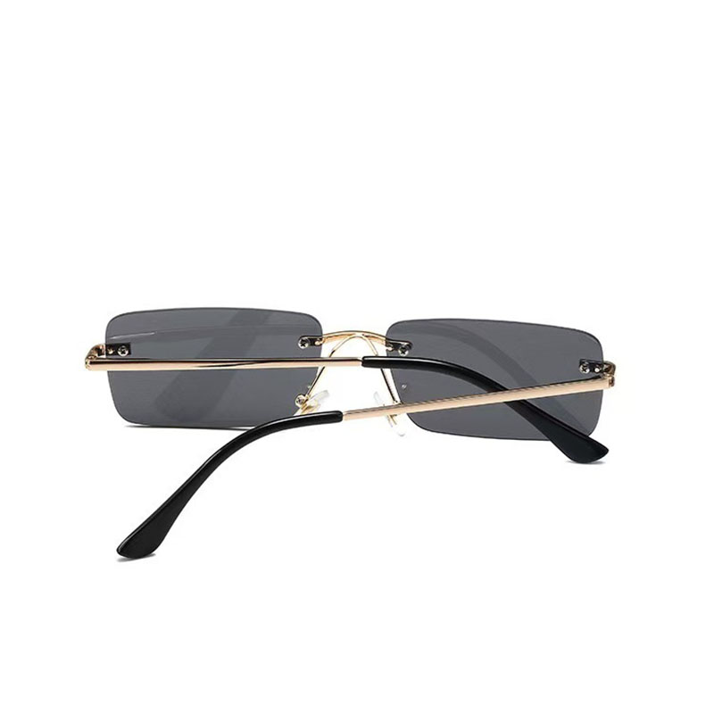 Lunettes de soleil carrées sans monture pour femmes et hommes, petite monture, verres Ocean, charnière à ressort, protection UV400, confortables, tendance, rectangulaires, pour la plage