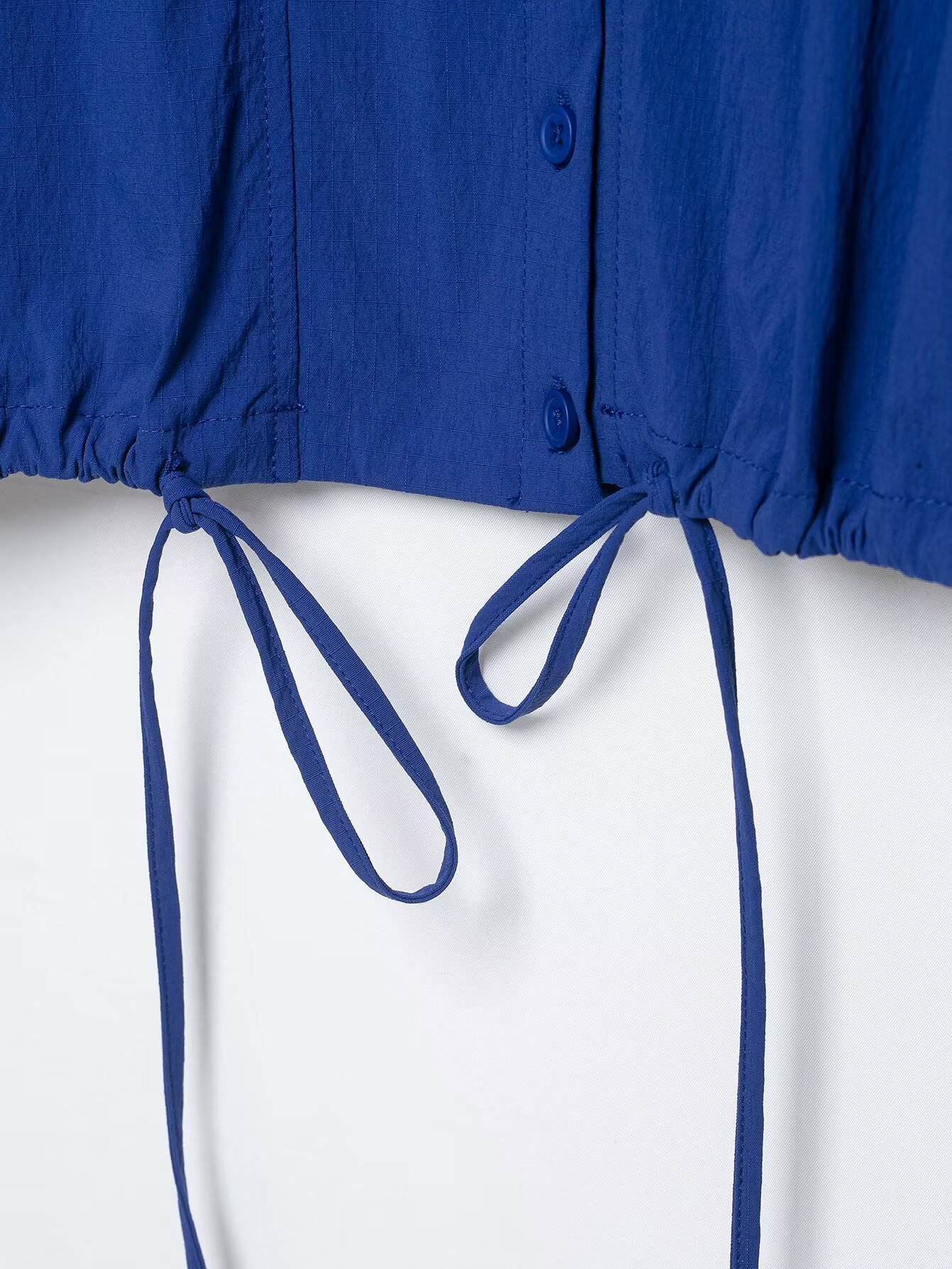 BSAY 2026 Veste courte décontractée pour femme à col montant, boutonnée, avec ourlet à cordon de serrage, manches longues bouffantes et froncées