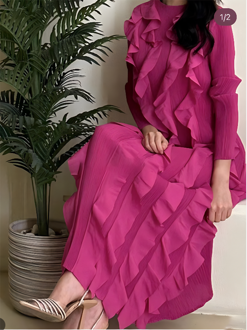 Robe plissée Miyake 2026 à col roulé en dentelle, plissée épaisse, manches longues, décontractée, élégante, de créateur, vêtements vintage
