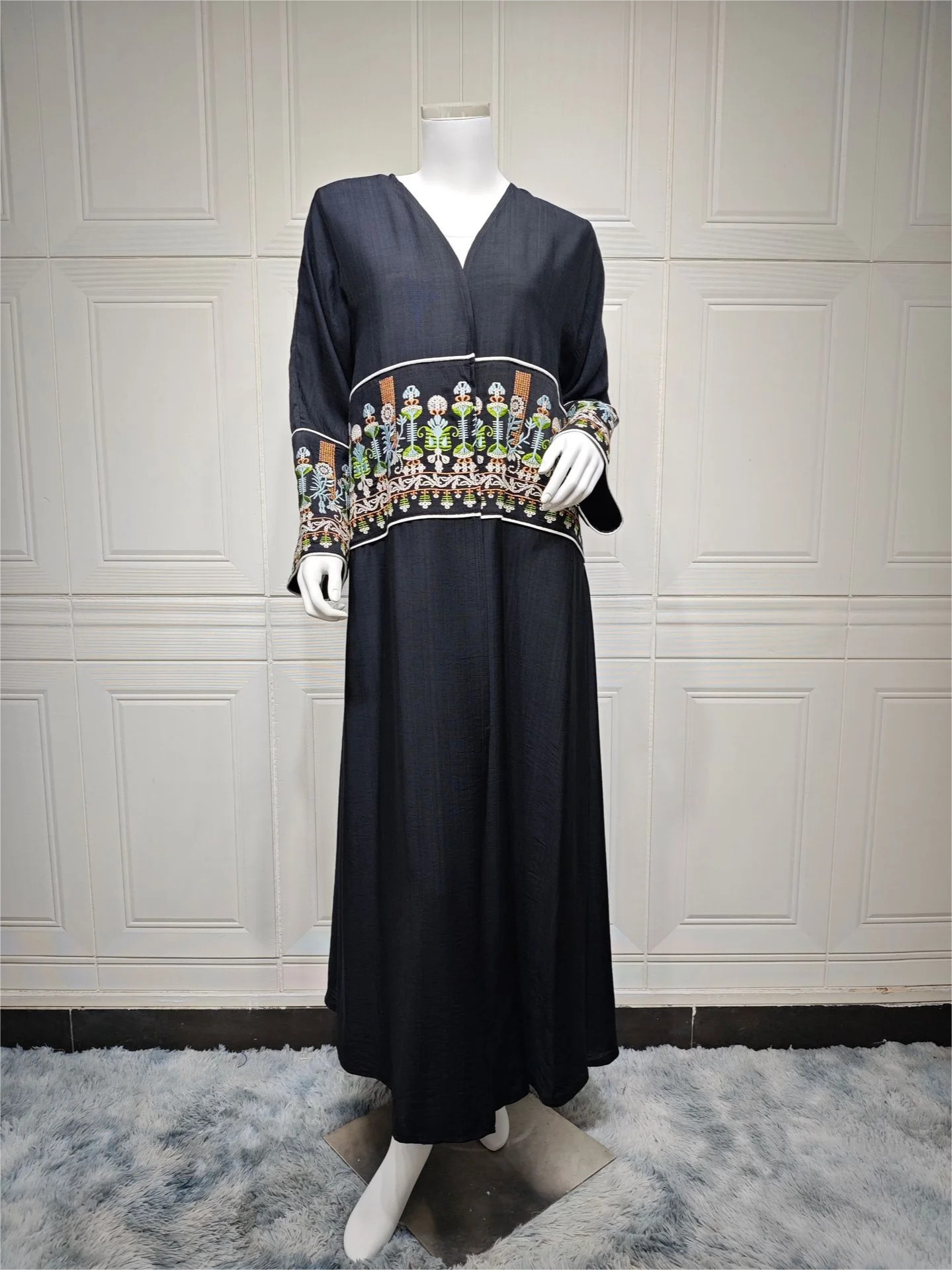 Robe de soirée longue pour femmes musulmanes, abaya Jalabiya, broderie, ramadan, Maroc, Dubaï, caftan arabe, Islam, cardigan modeste, robe éducative, 2024