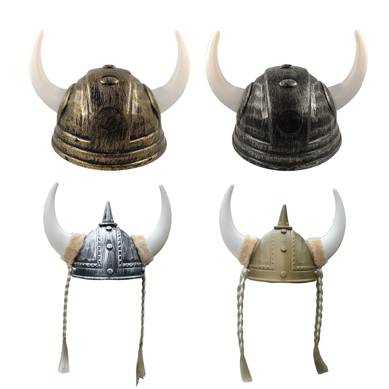 Chapeau en corne Viking pour hommes et femmes adultes, casque avec tresses en plastique, chapeau de chevalier guerrier médiéval, Halloween Cosplay, mascarade, décors de bœuf