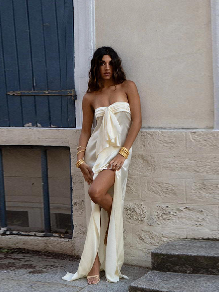 Robes de soirée longues élégantes en satin pour femmes, dos nu, sans manches, robes maxi, mini robes de fête unies, nouvelles robes d'été pour femmes 2026