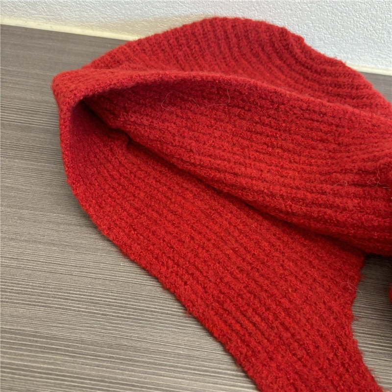 Cagoule tricotée intégrée de style coréen pour femmes, chapeaux d'automne et d'hiver, chaud et polyvalent, rétro, chapeau de bombardier rouge de noël