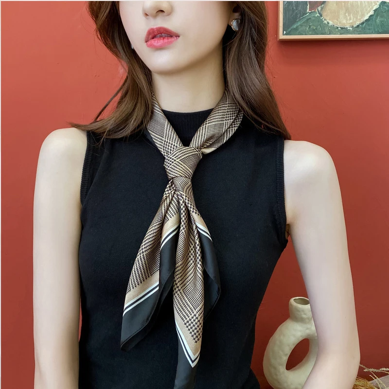 Écharpe en Soie Satinée pour Femme, Bandana en Soie, Foulard de Luxe, Neckerchief, Boutique Officielle Laven WJ002
