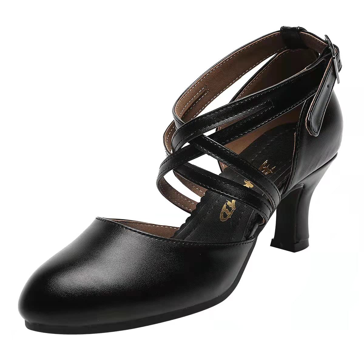 Chaussures Rick à lanières croisées pour femmes, escarpins coordonnants pour salsa, danse de salon latine, talons de mariage noirs