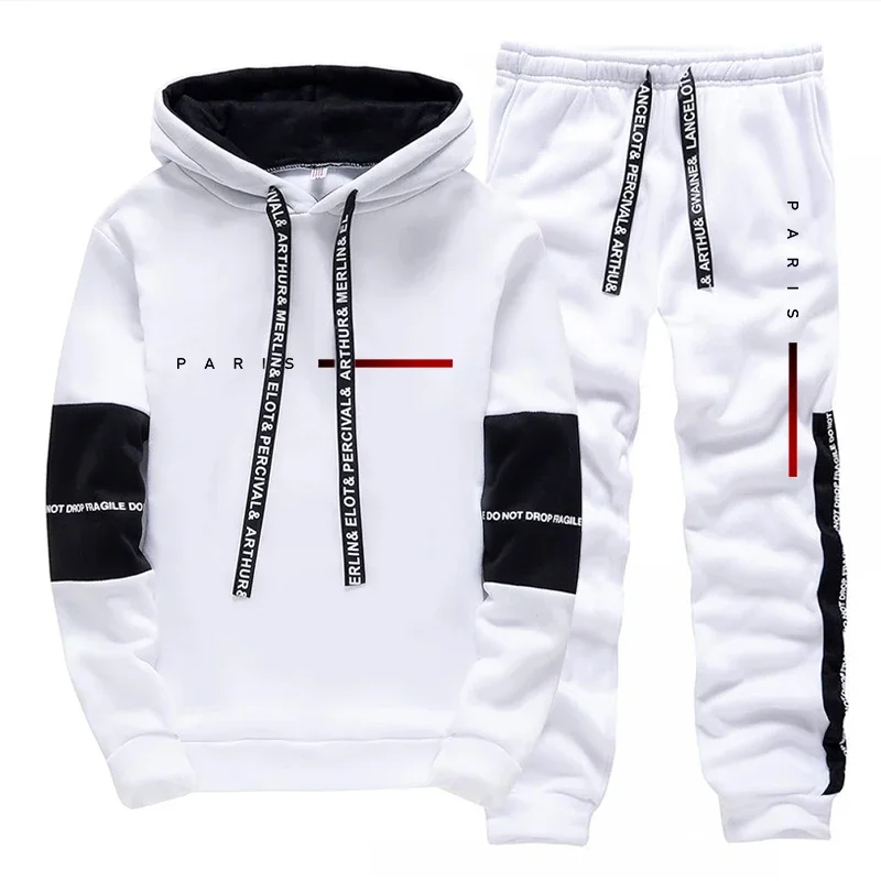 Ensemble imprimé pour femme, style Parisien, comprenant un sweat à capuche et un pantalon, idéal pour l'automne, le quotidien, le sport décontracté, le jogging, la mode urbaine et la tendance streetwear.