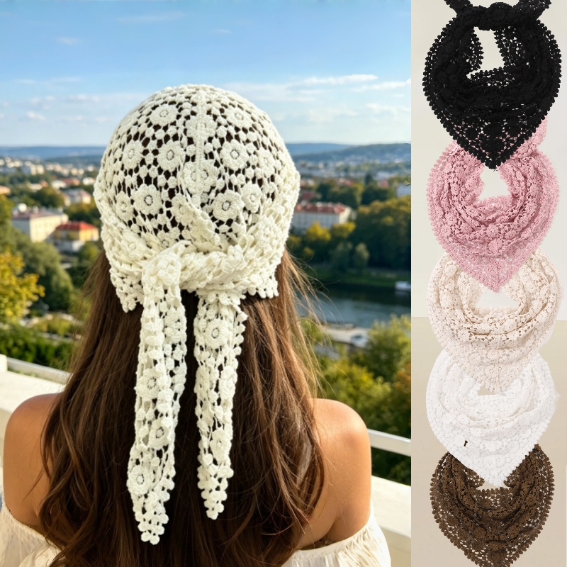 Foulard triangulaire ajouré à motifs floraux, pour voyage, vacances, plage, bandeau décoratif, foulard de taille, foulard de hanche, cache-cou