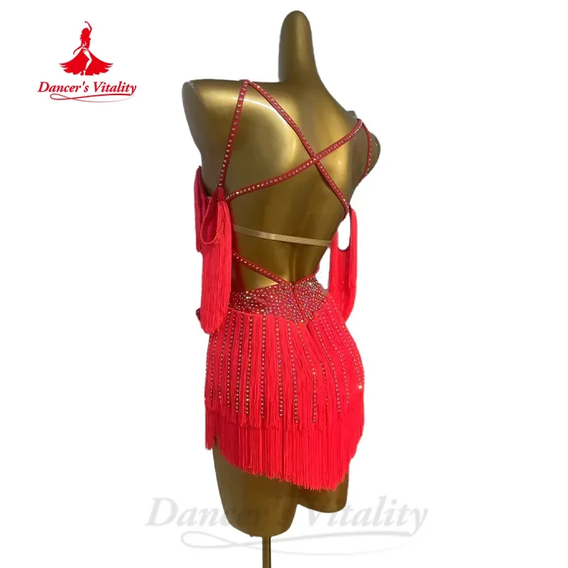 Robes de danse latine pour femmes, personnalisées, pierres AB, Sexy, dos nu, Tango, Samba, Rumba, Costumes de spectacle professionnel
