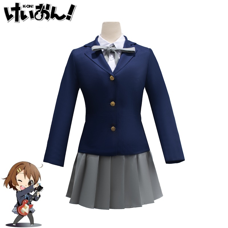 Costume de cosplay K-ON Hirasawa Yui, uniforme scolaire japonais pour filles, robe JK, manteau, tenue de carnaval Kawaii pour femmes, Halloween