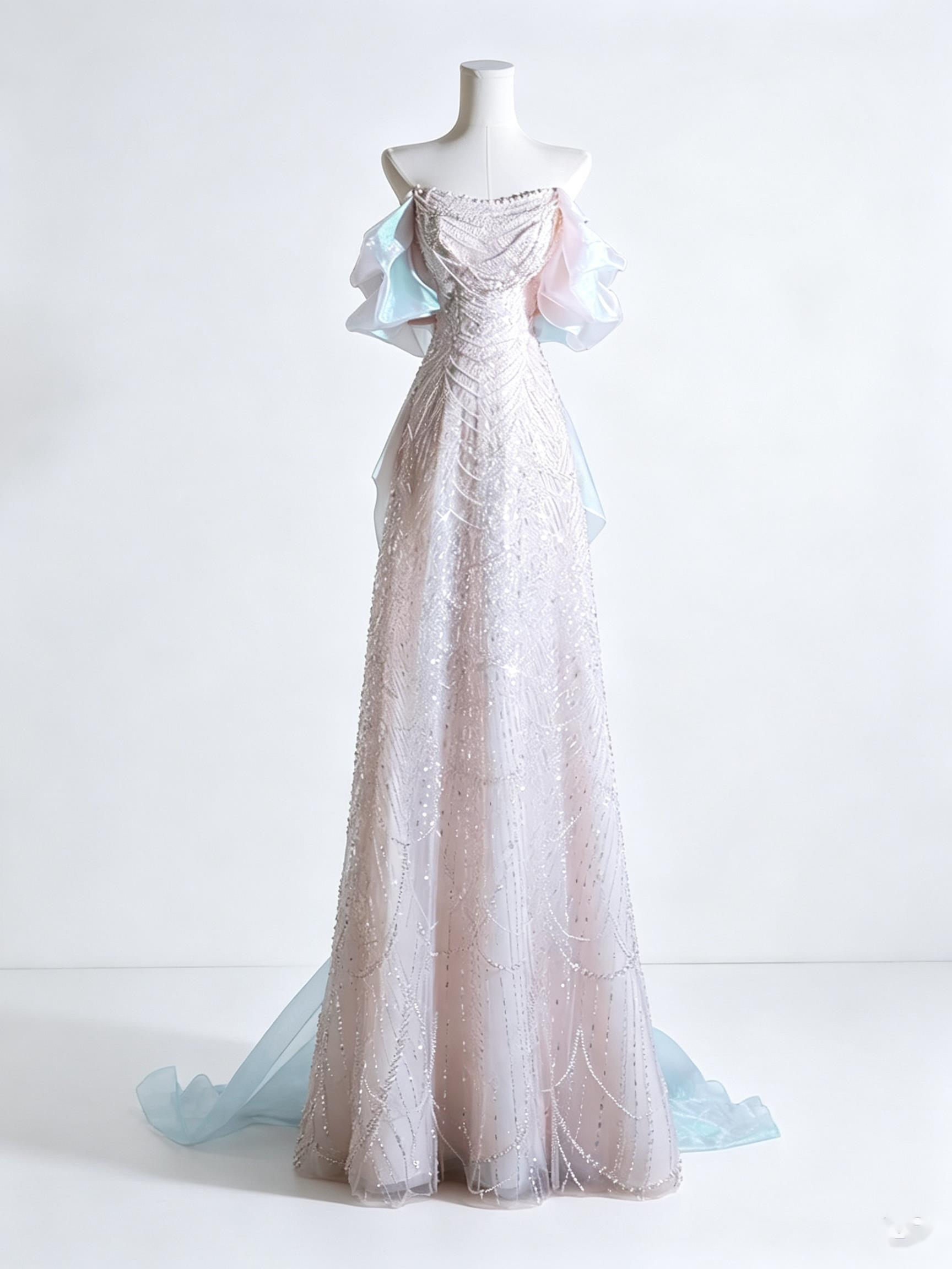 Robe de soirée style français, nouveau modèle 2026, robe sirène à sequins épaules dénudées pour accueillir les invités, robe de mariée décontractée