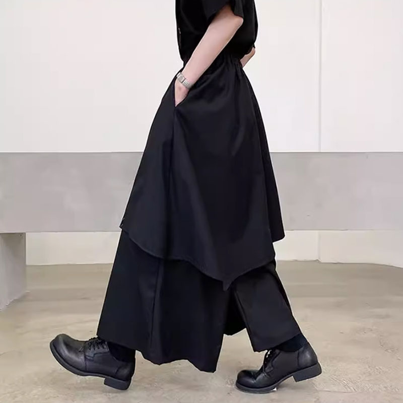 Femmes jupes pantalons japonais gothique pantalons irréguliers femmes taille haute noir pantalons longs jupes femme jupes plissées femmes vêtements
