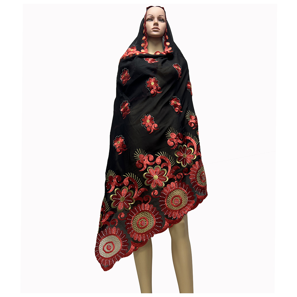 2026 dernières offres spéciales 100% coton grande taille écharpe femmes africaines Hijab écharpe broderie écharpe musulmane pour la prière sur le prix de gros