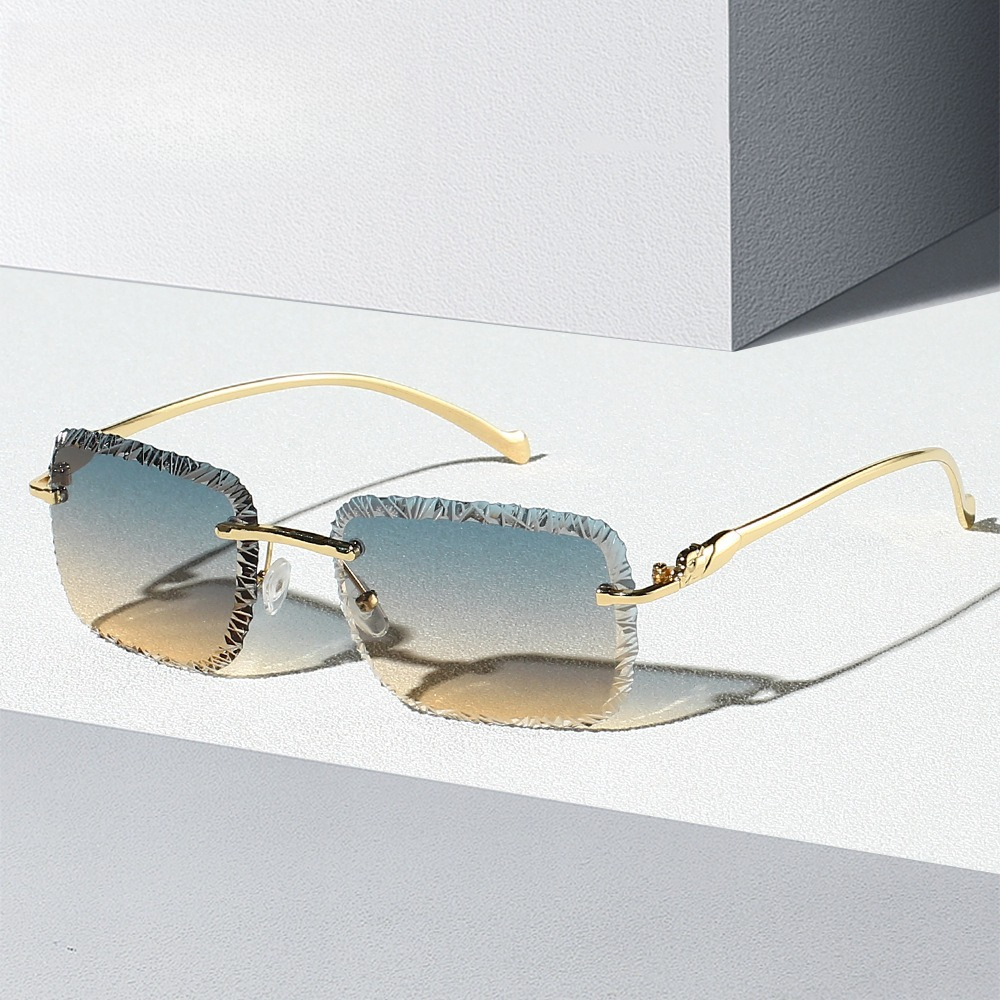 Lunettes de soleil carrées vintage pour femmes, design de marque de luxe sans monture, tendance, dégradées, pour hommes, style décontracté