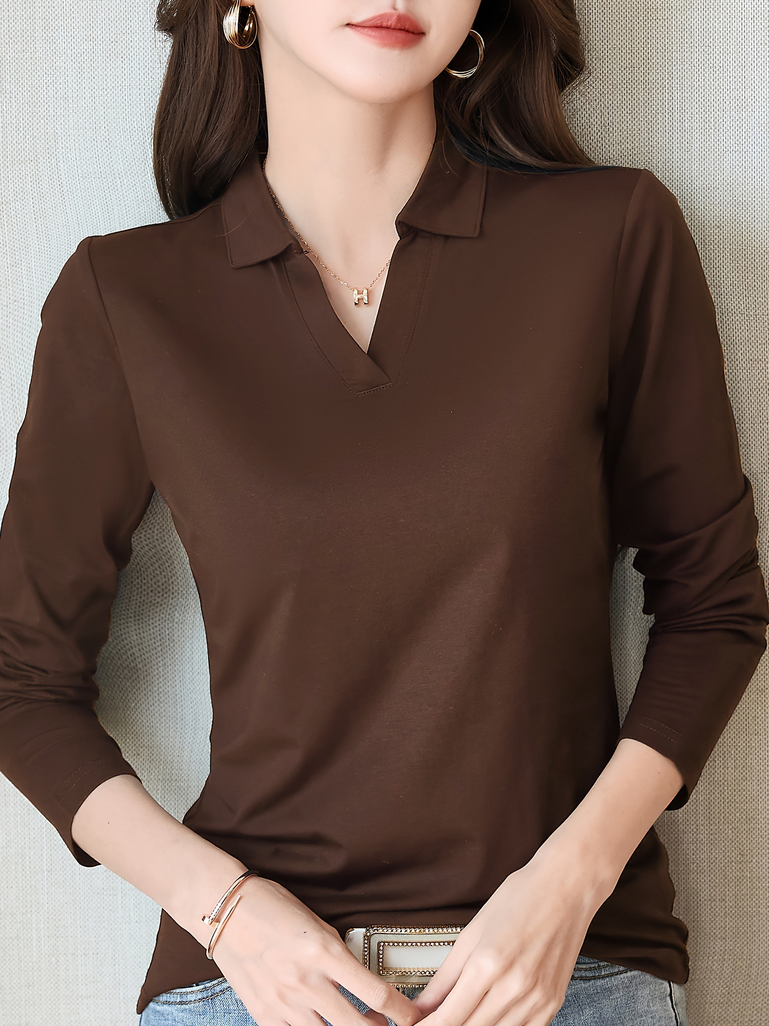 Chemise chic décontractée pour femme – Manches longues, détails de boutons, mélange de coton semi-transparent, lavable en machine – Parfaite pour le printemps et l'automne