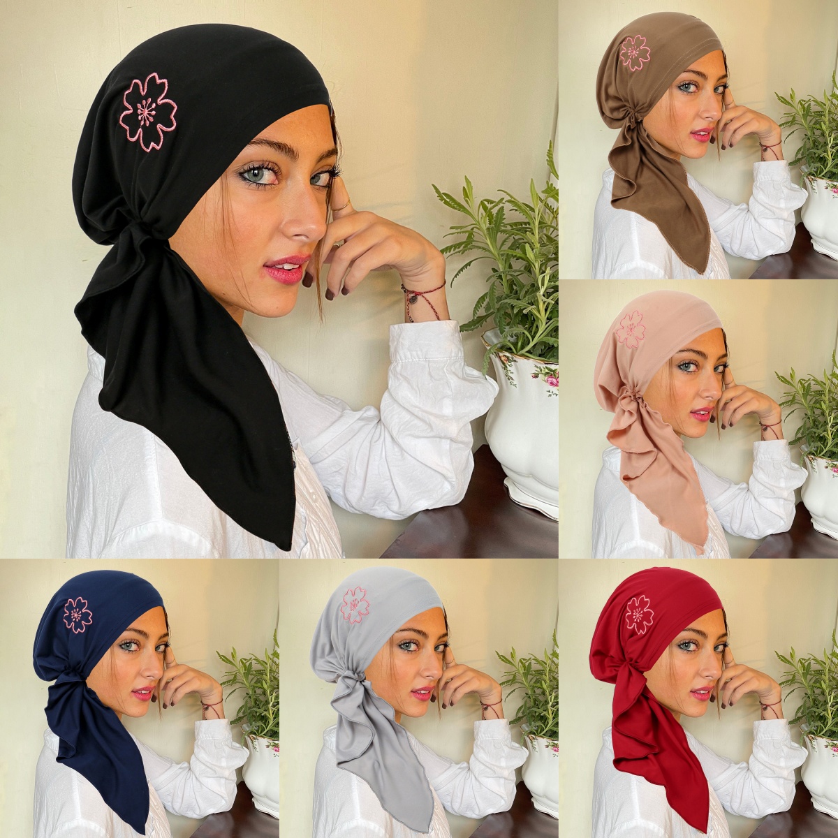 2025 nouveau doux Strech brodé fleurs femmes Hijab musulman dames Turban Bonnet longue queue tête enveloppement foulard chapeaux indiens
