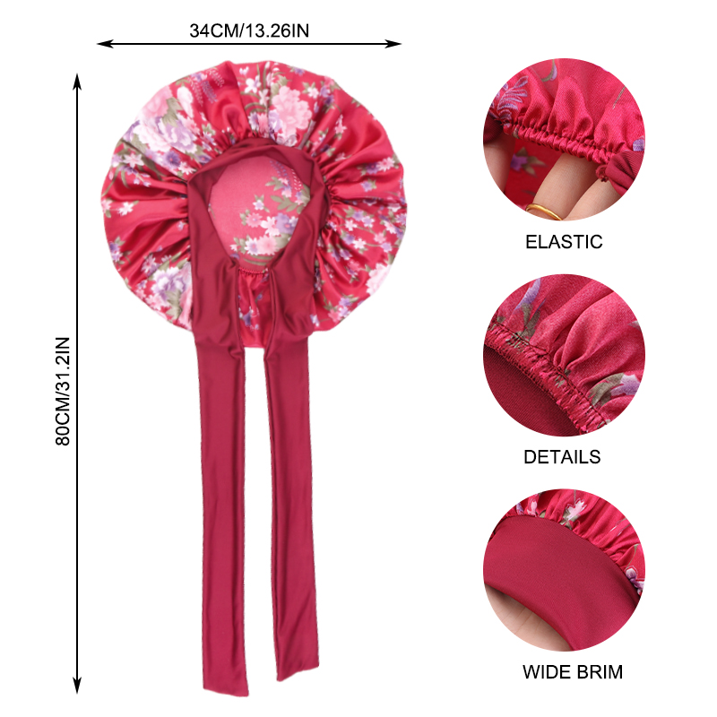 2psc nouveau Bonnet en Satin pour femmes Bonnet en Satin cheveux nuit Bonnet de sommeil cravate bande CurlyHat écharpe enveloppement cheveux bouclés Bonnets beauté