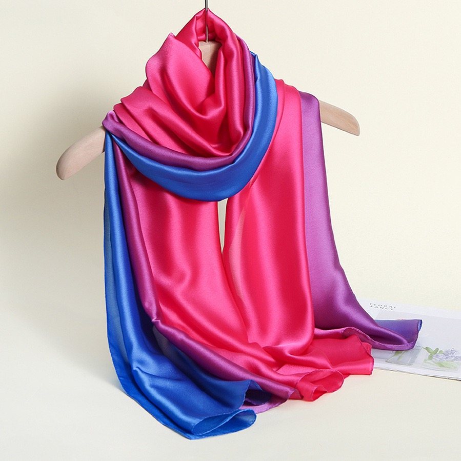 180*90 cm femmes en mousseline de soie écharpe dégradé couleur Protection printemps été multicolore imprimé châle Poncho plage luxe dames rétro