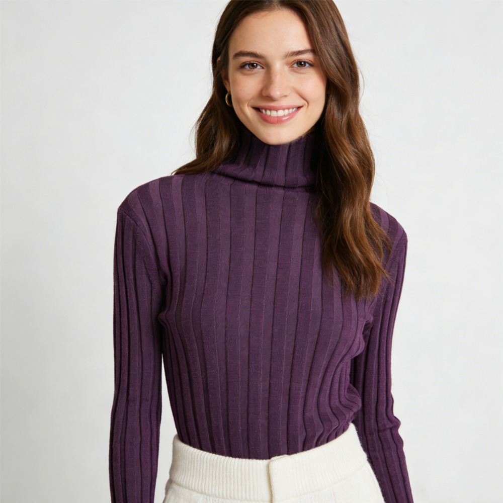 Pull en tricot pour femme, 70% soie de mûrier naturelle et 15% cachemire, col haut rayé, doux pour la peau, tendance