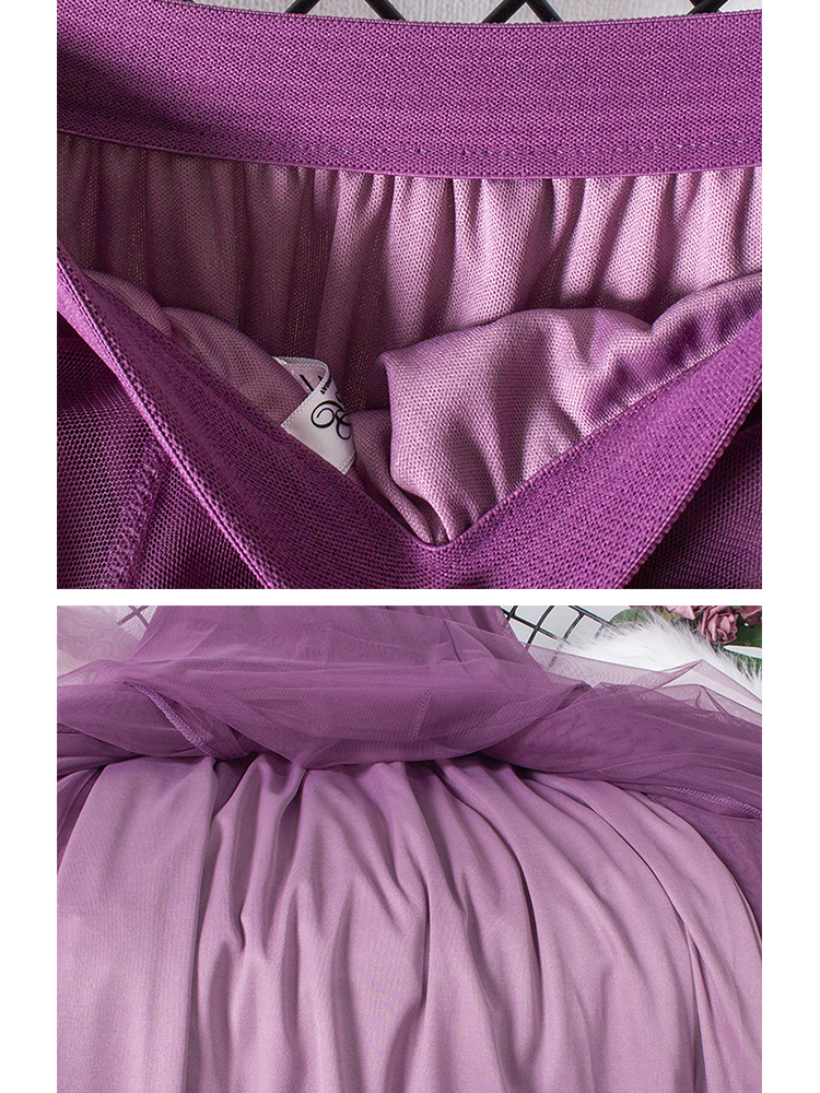 Nouveau grand ourlet longue jupe en Tulle femmes coréen décontracté Simple solide 3 couches une ligne taille haute Maxi jupe femme dame violet