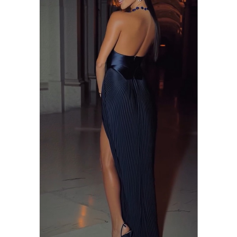 Robe de soirée élégante sans manches, corset plissé, robe longue plissée, robe de soirée glamour pour occasions formelles, cocktail, mariage, pour femmes