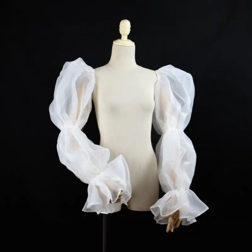 Manches de mariée élégantes et tendance, style féerique, avec nœud, à volants, détachables, pour robe de soirée