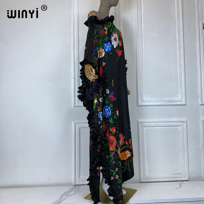 WINYI Kaftan imprimé Moyen-Orient, vêtements africains tendance, tenues de plage pour femmes, robe maxi de soirée, abaya musulmane, luxe Dubaï