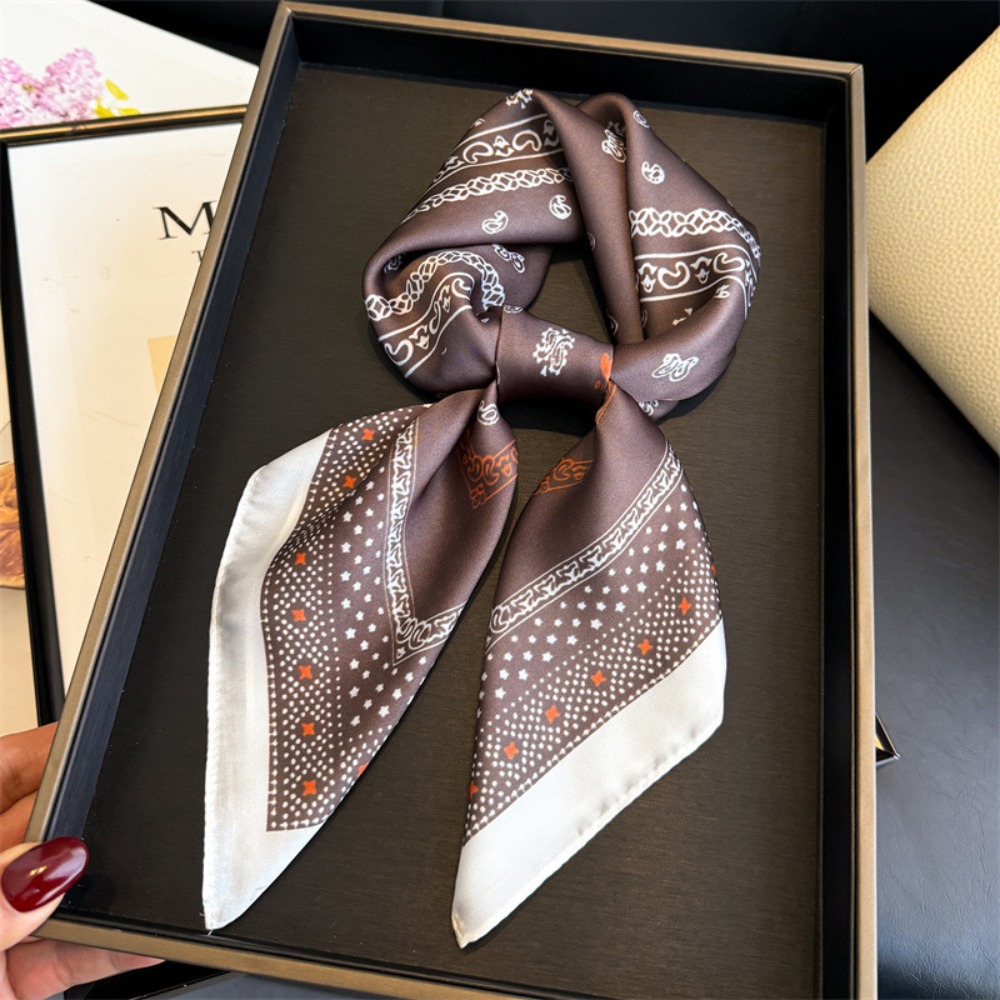 Nouveau Foulard Carré Imprimé Effet Soie pour Femme, Bandeau Cheveux, Écharpe Printemps, Châle et Étole