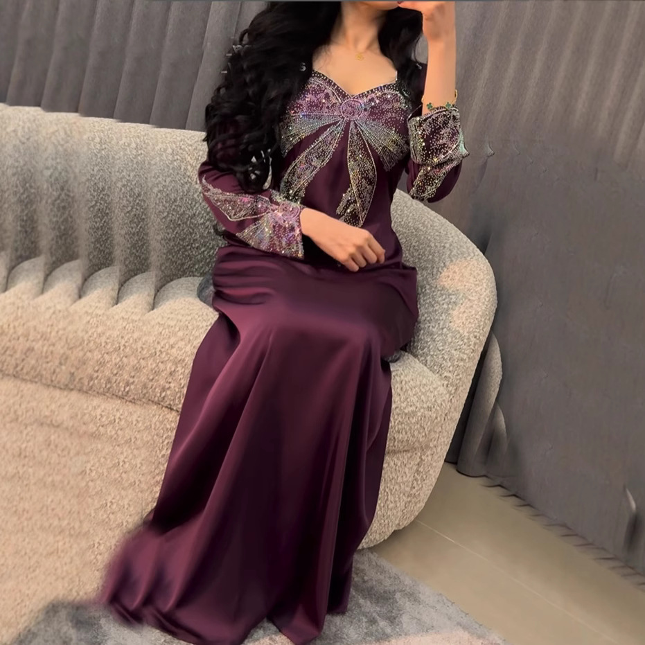 Robe longue musulmane pour femmes, Abaya de fête, diamants, Ramadan marocain, dubaï, Abayas, Kaftan, Robe arabe islamique, Jalabiya, 2025