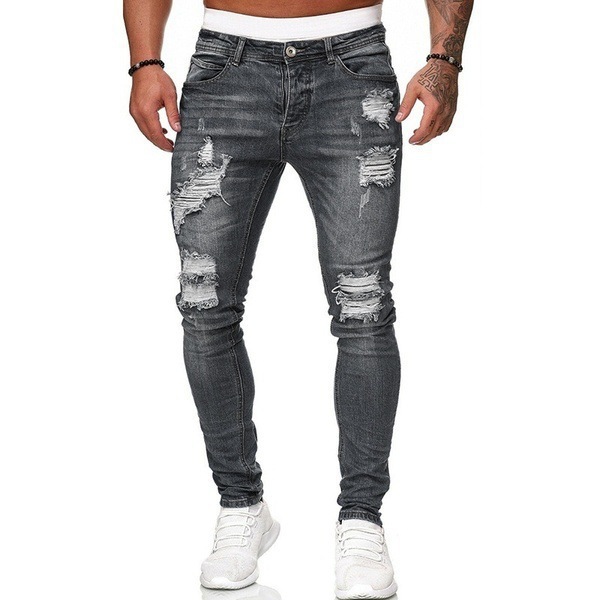 Nouveau Jean Homme Printemps-Été 2026 – Coupe Slim Déchirée Polyvalente Tendance
